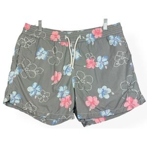 Vilebrequin Swim Trunks Mens XL Gray Pink Hibiscus Floral Board Shorts Beach